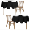 2 Pack Black Round Tablecloths 60 Inch 200 GSM Premium Quality Textured Washable Polyester Fabric Table Cloth [60'' is Not Table Size]