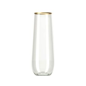 12/18Pcs Plastic Unbreakable Stemless Champagne Flutes Crystal Clear Wine Beer Cups Disposable Glass Wedding Party Bar Supplies