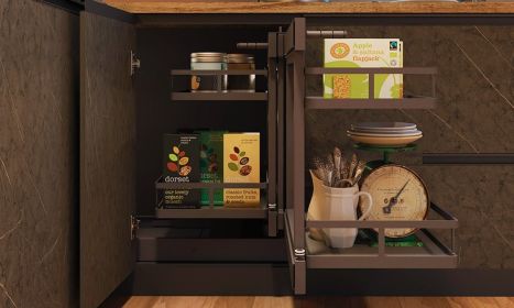 Magic Corner Pull Out Cabinet Black - One Und , Silver