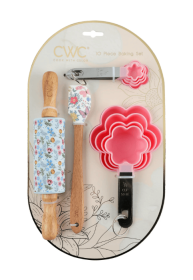 COOK WITH COLOR 10 PIECE UTENSIL SET - ROLLING PIN, SPATULA, 4 MEASURING CUPS, 4 MEASURING SPOONS