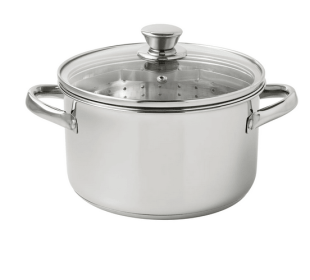 Mainstays Stainless Steel 4-Quart Steamer Pot with Glass Lid, Induction Compatible, Dishwasher Safe, Veggies, Fish