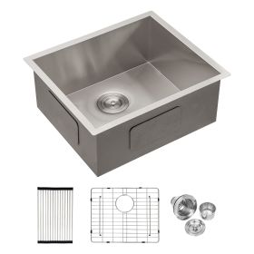 23 Inch Undermount Sink - Single Bowl Stainless Steel Kitchen Sink 18 Gauge 9 Inch Deep Kitchen Sink Basin