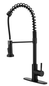 Spring kitchen faucet with pull-out sprayer, stainless steel single handle single hole kitchen sink faucet