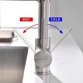 Commercial LED Kitchen Faucet with Pull Down Sprayer, Single Handle Single Lever Kitchen Sink Faucet