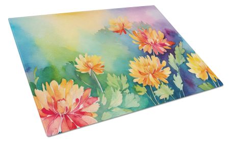 NEW Chrysanthemums in Watercolor Glass Cutting Board Decorative Tempered Glass Kitchen Cutting and Serving Board Large Size Chopping Board