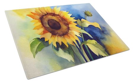 NEW Sunflowers in Watercolor Glass Cutting Board Decorative Tempered Glass Kitchen Cutting and Serving Board Large Size Chopping Board
