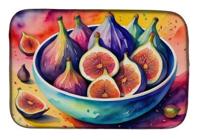 Colorful Figs Dish Drying Mat Absorbent Dish Drying Mat Pad for Kitchen Counter Dish Drainer Mat for Countertop, 14 x 21", Multicolor