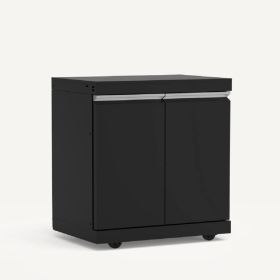 Storage Cabinet with pull-out Trash Can.