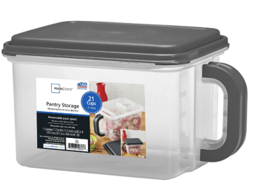 Mainstays Medium Canister with Handle, 21 Cups - Plastic, Gray Lid and Handle