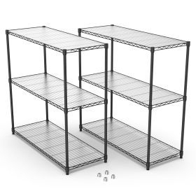 2 Pack 3 Tier Shelf Wire Shelving Unit, 2P-3TWL1848-B-LKJ