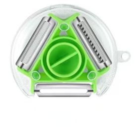 3-in-1 Stainless Steel Peeler & Slicer – Multifunctional Vegetable and Fruit Cutter (Color: Green)