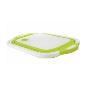 Multifunction Collapsible Cutting Board with Drain Basket & Dish Tub – Space-Saving Kitchen Tool (Color: Green)