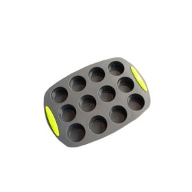 12-Cup Non-Stick Silicone Muffin Pan – BPA-Free, Food-Grade, Microwave & Dishwasher Safe (Color: Black)